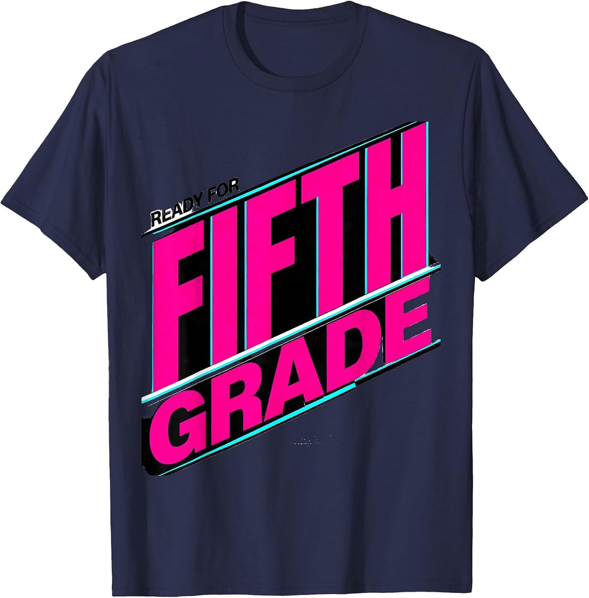 Ready For Fifth Grade Cute Preppy Back To School Girl T-Shirt - Navy Blue