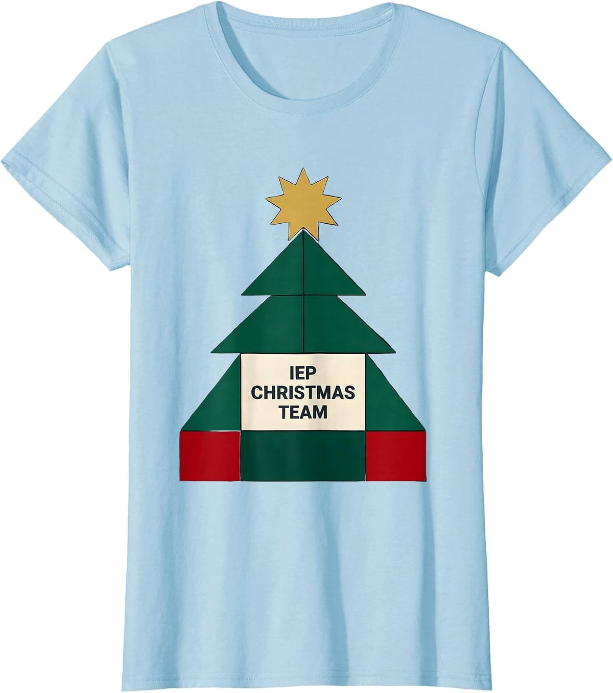 IEP Christmas Team Quilt Block Patchwork Special Ed Teacher T-Shirt - Baby Blue