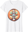 Women's Rounded Sea Otters Cute Kawaii Couple Valentine T-Shirt - White