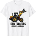 Men's I Run Tractors, Proudly American Funny Farmer Tractor Pride T-Shirt - White