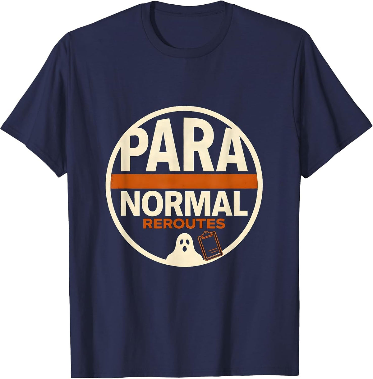 Men's Para Normal Reroutes Screenprint Ghost Para Teacher T-Shirt - Navy Blue