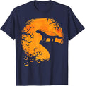 Honey Badger Halloween Moon Silhouette Spooky Honey Badger T-Shirt - Navy Blue