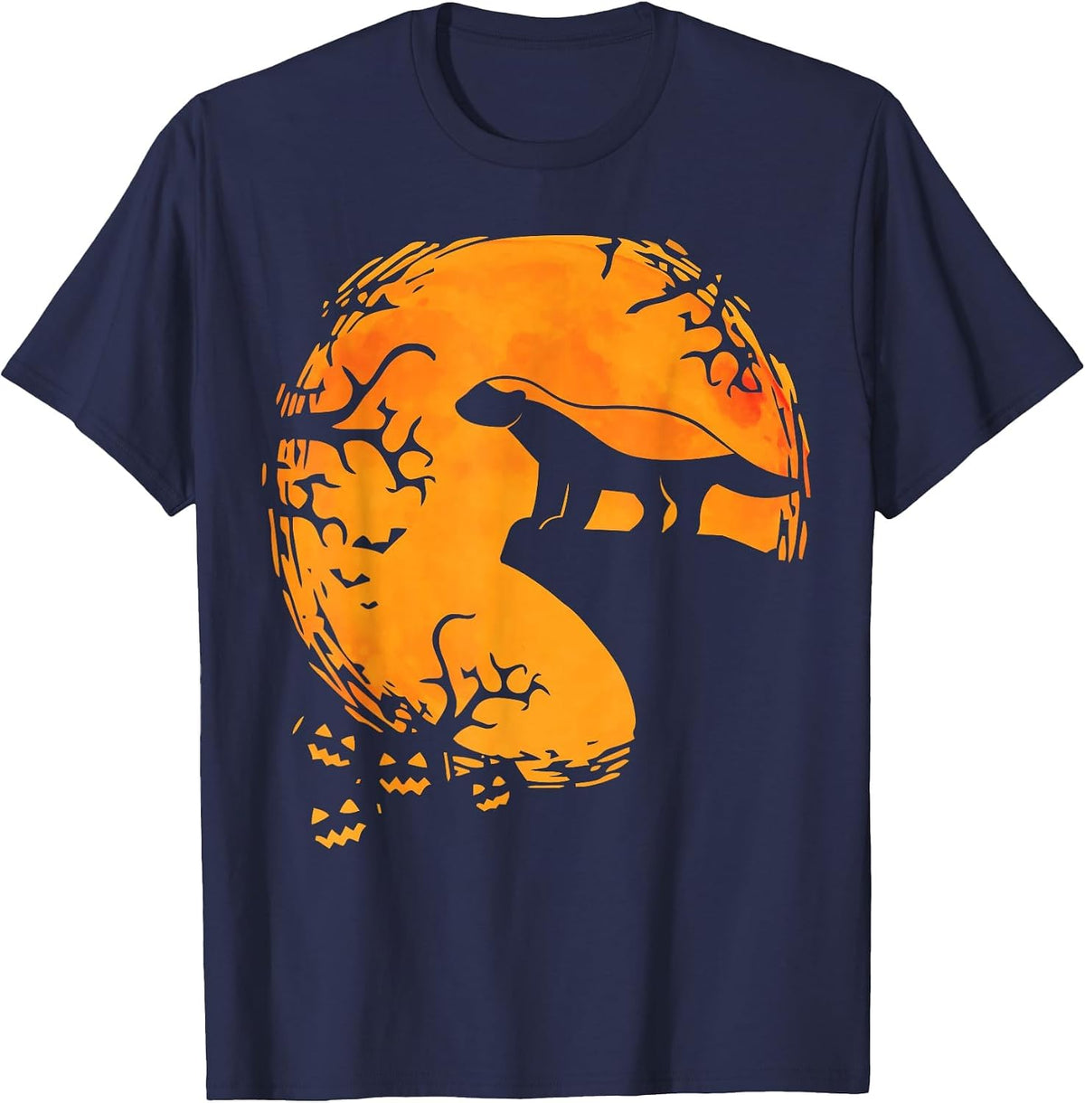 Honey Badger Halloween Moon Silhouette Spooky Honey Badger T-Shirt - Navy Blue
