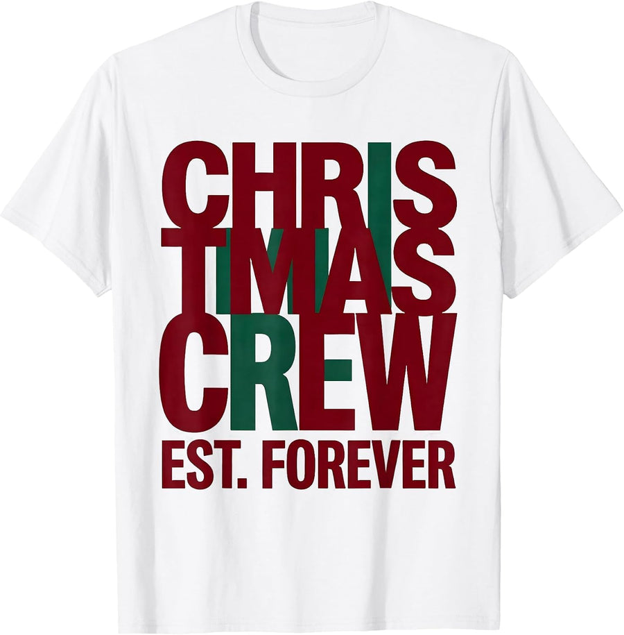 Men's Christmas Crew Est Forever Family Matching Holiday T-Shirt - White