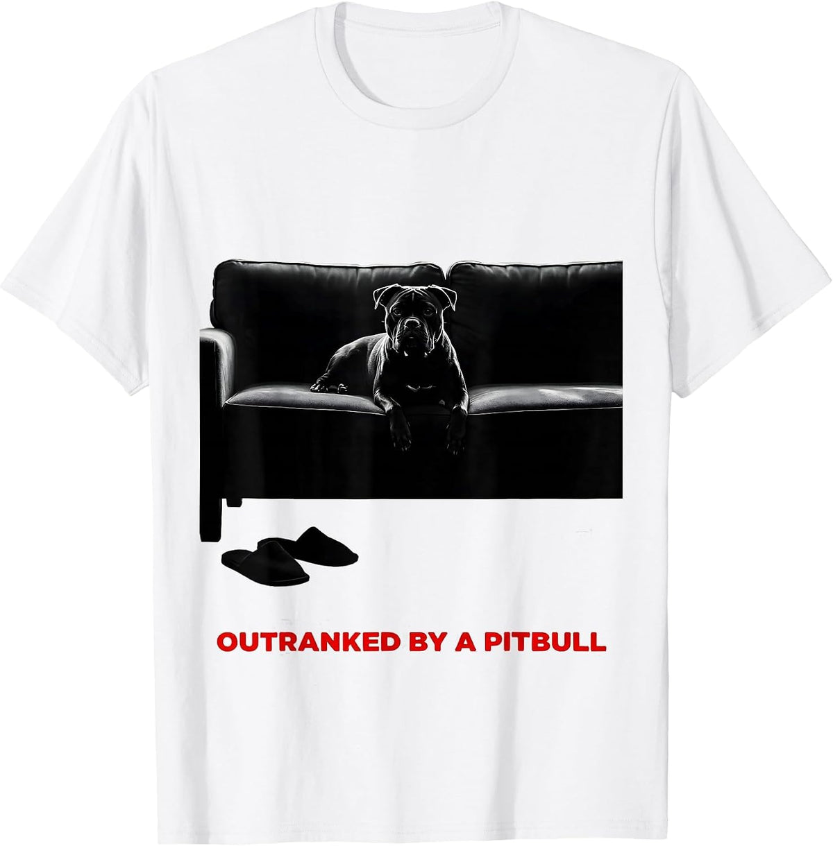 Men's Outranked By A Pitbull Funny Dog Owner Breed Humor T-Shirt - White