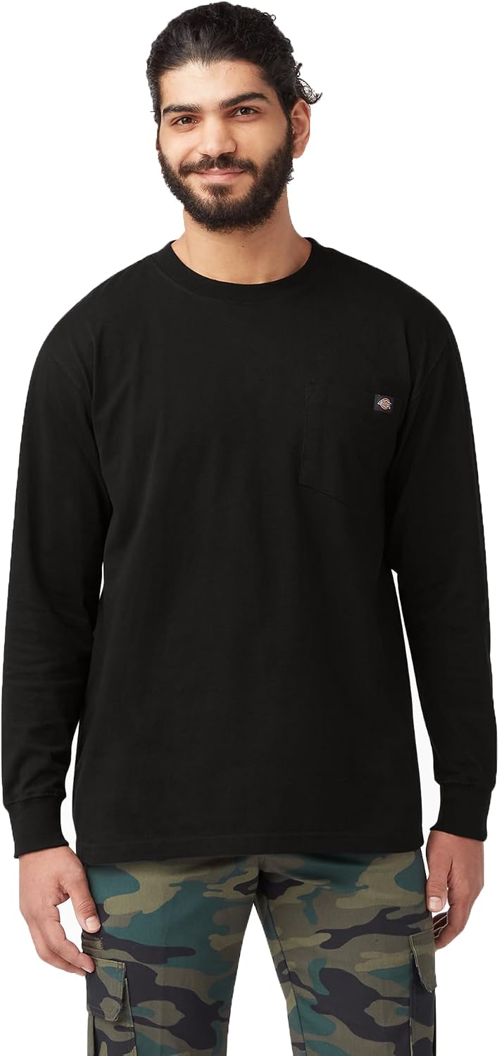 Dickies Men's Heavyweight Long Sleeve Pocket T-Shirt - Black