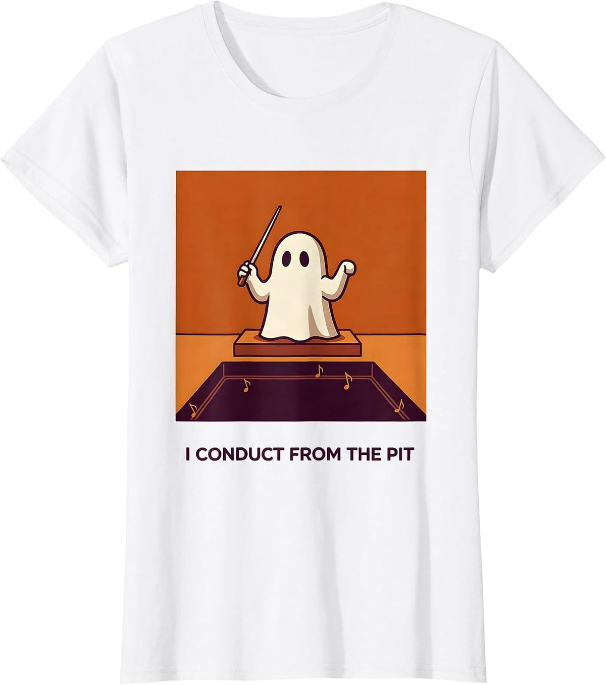 I Conduct From The Pit Funny Ghost Music Teacher Halloween T-Shirt - White