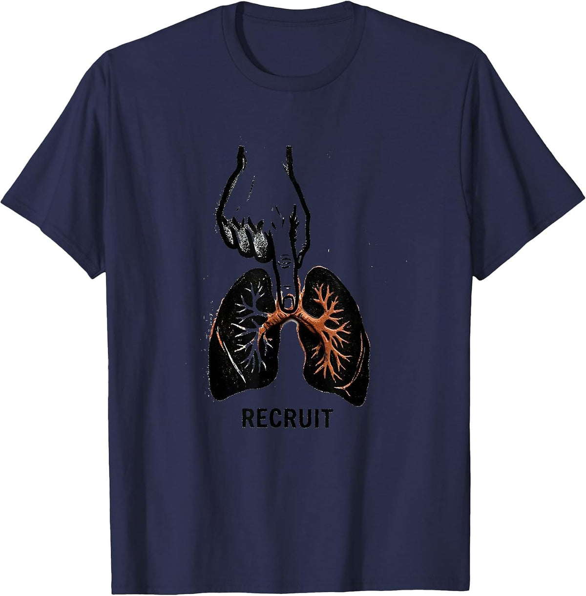 Recruit Bold Stamp Respiratory Therapist RT Lung Care Humor T-Shirt - Navy Blue