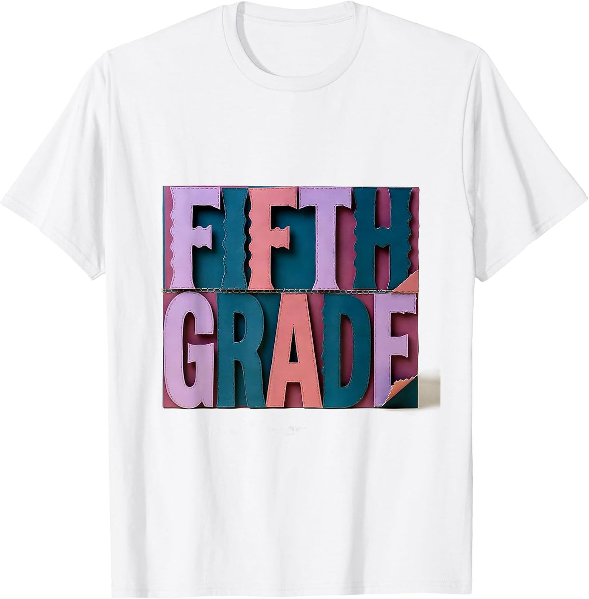 Fifth Grade Cute Paper Cutout Back To School Girls T-Shirt - White
