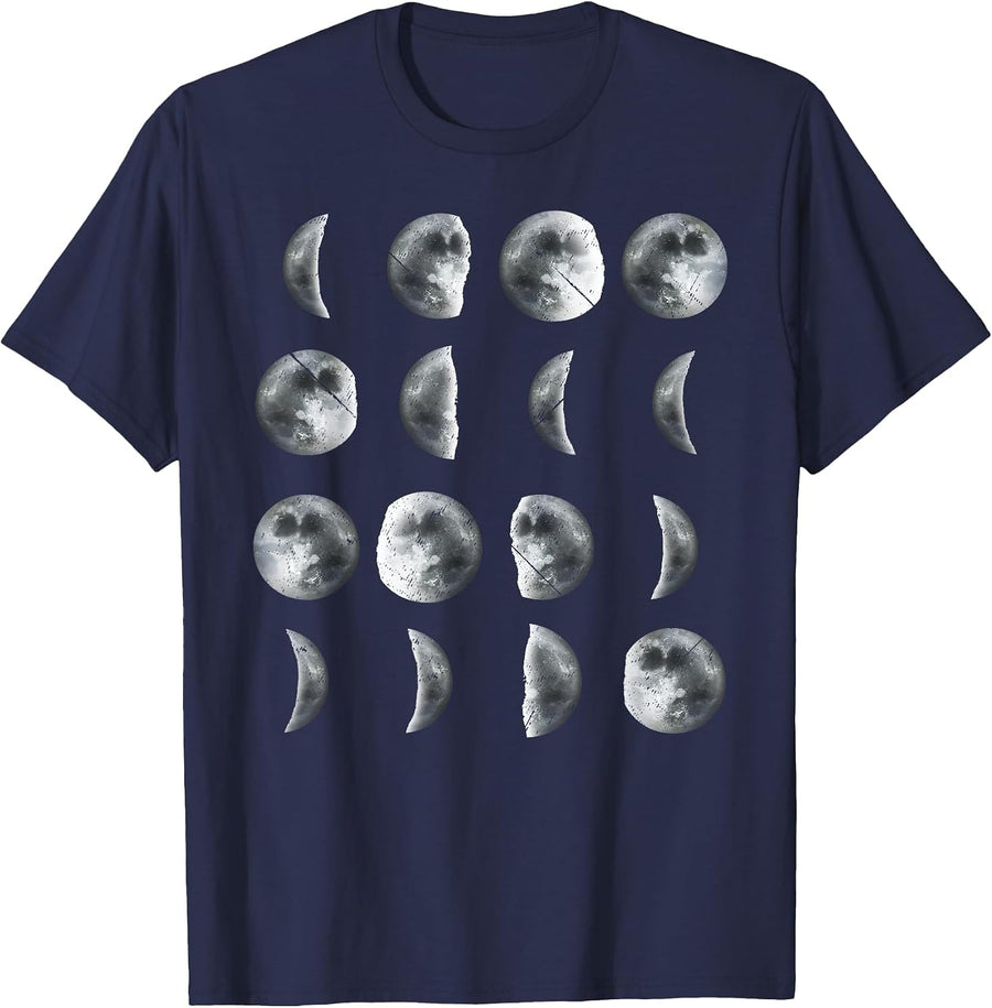 Space Science Student Teacher Funny Leonard Moon Phases T-Shirt - Navy Blue