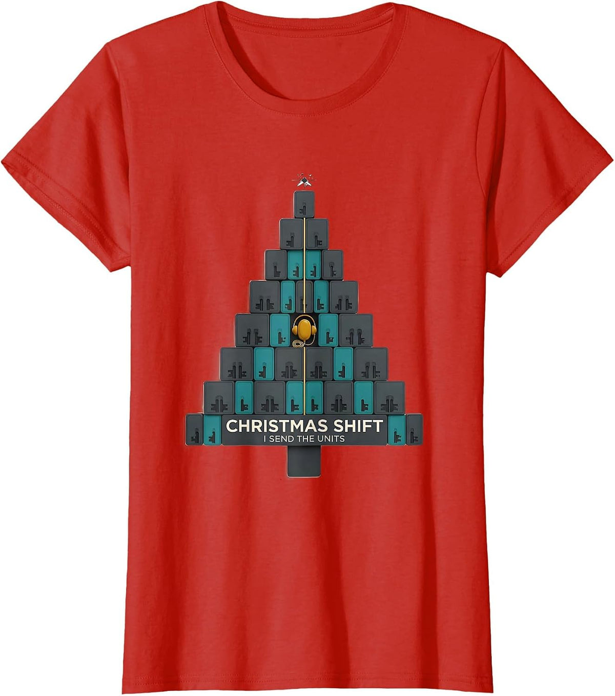 Women's Christmas Shift I Send The Units Funny 911 Dispatcher T-Shirt - Red