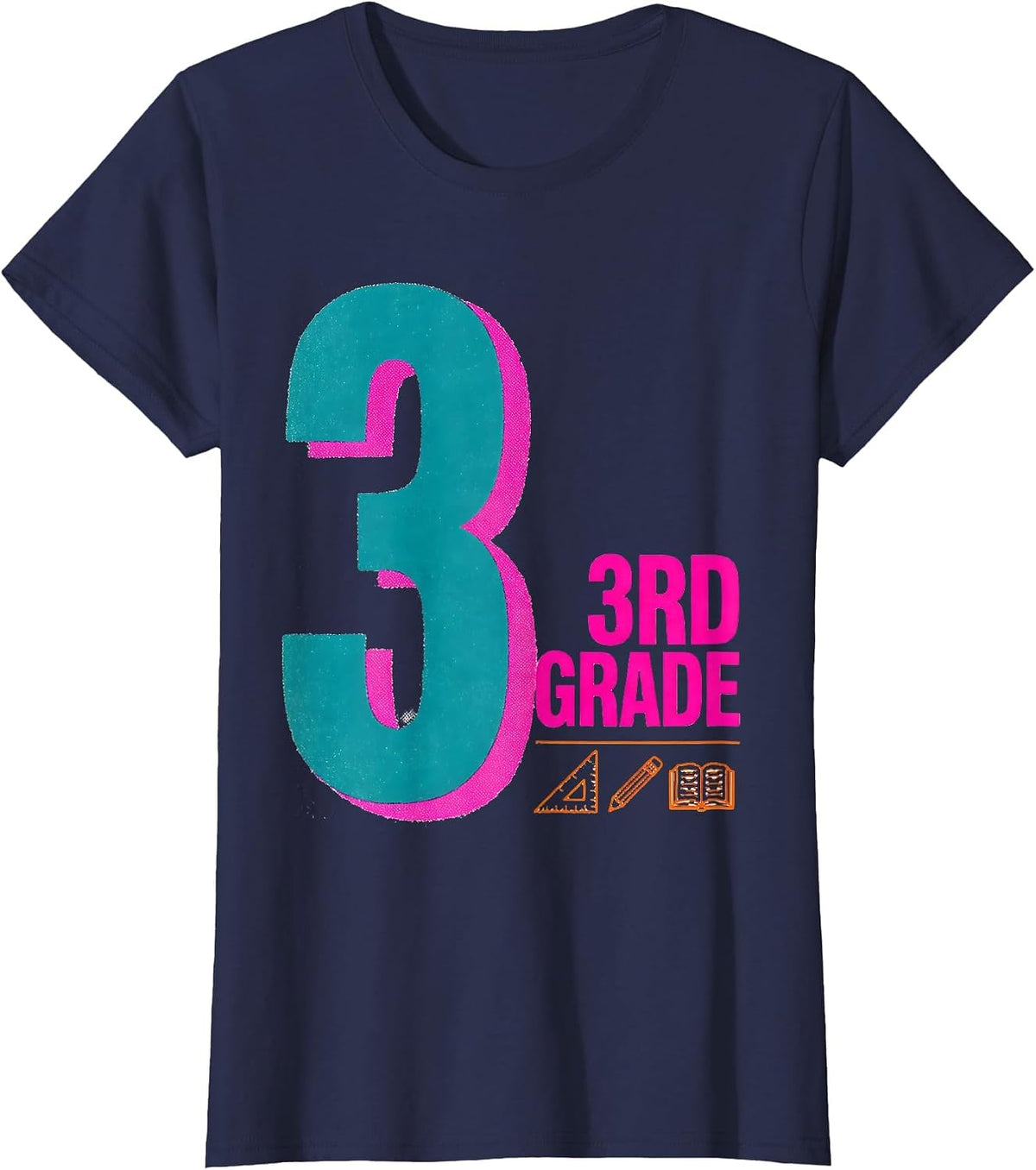 Women's 3RD GRADE THIRD GRADE Teacher Back to School Kids T-Shirt - Navy Blue