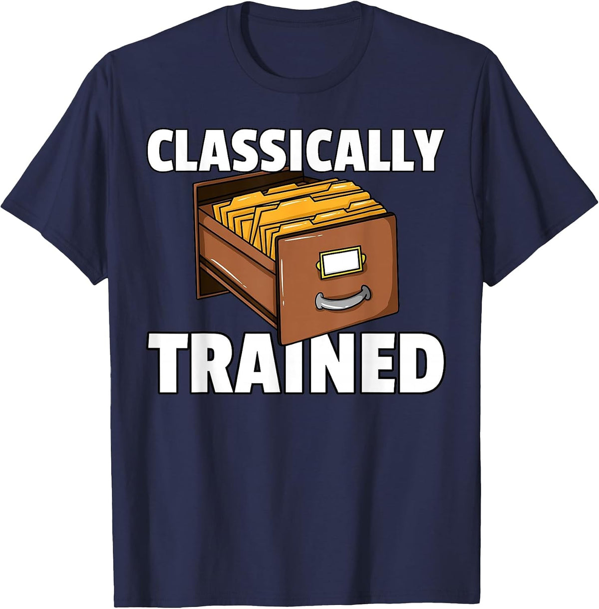 Card Catalog Library for Librarian T-Shirt - Navy Blue