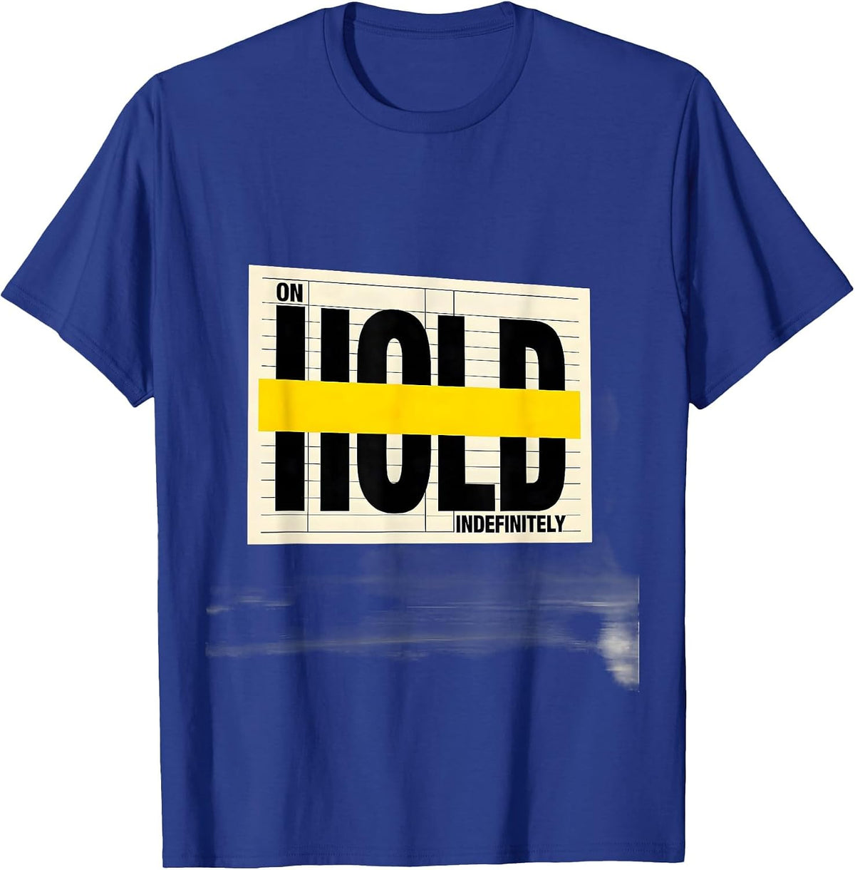 On Hold Indefinitely Stencil-Cut Librarian Book Ban Protest T-Shirt - Royal Blue