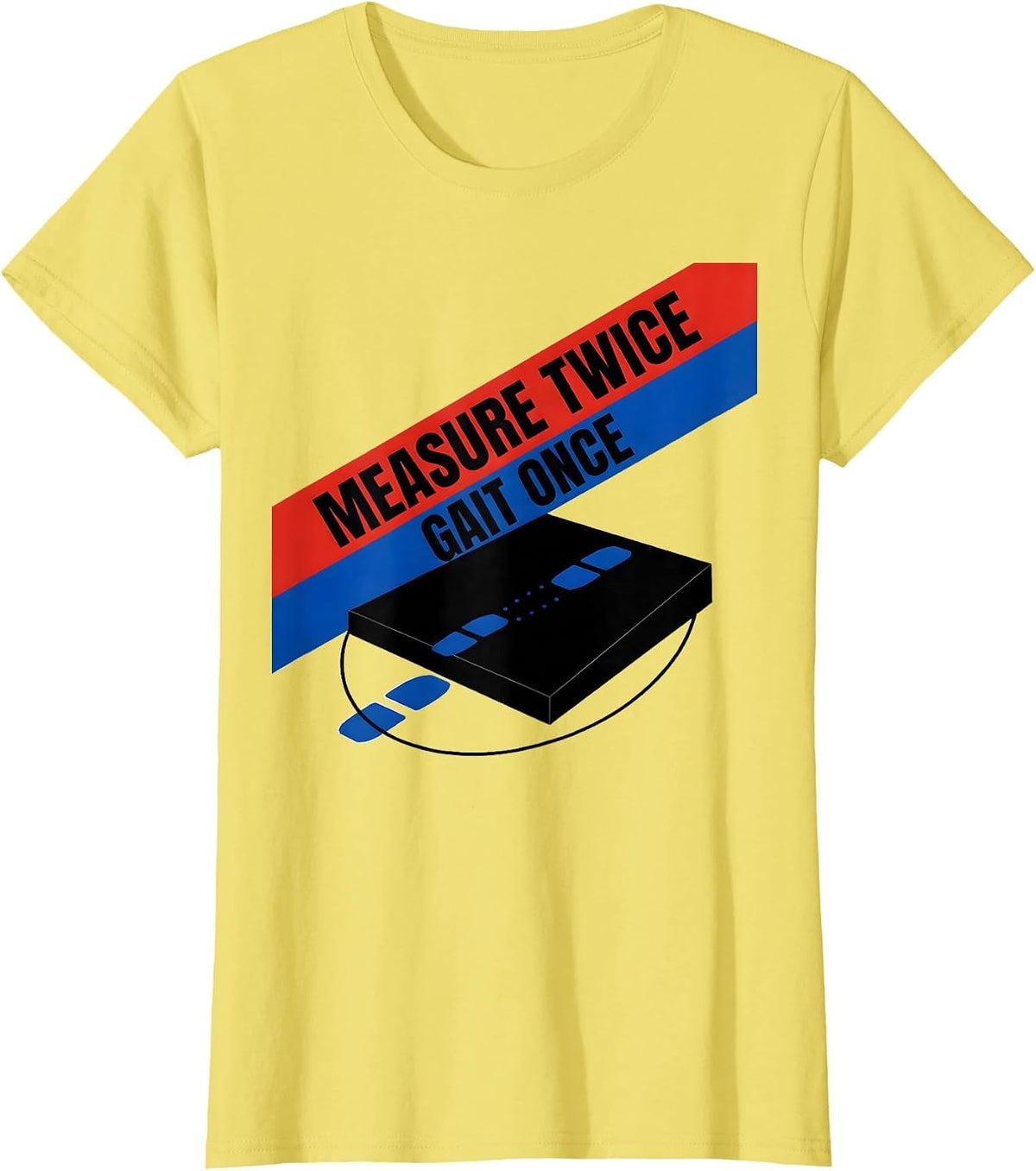 Measure Twice Gait Once Bauhaus Modernist Physical Therapist T-Shirt - Lemon Yellow