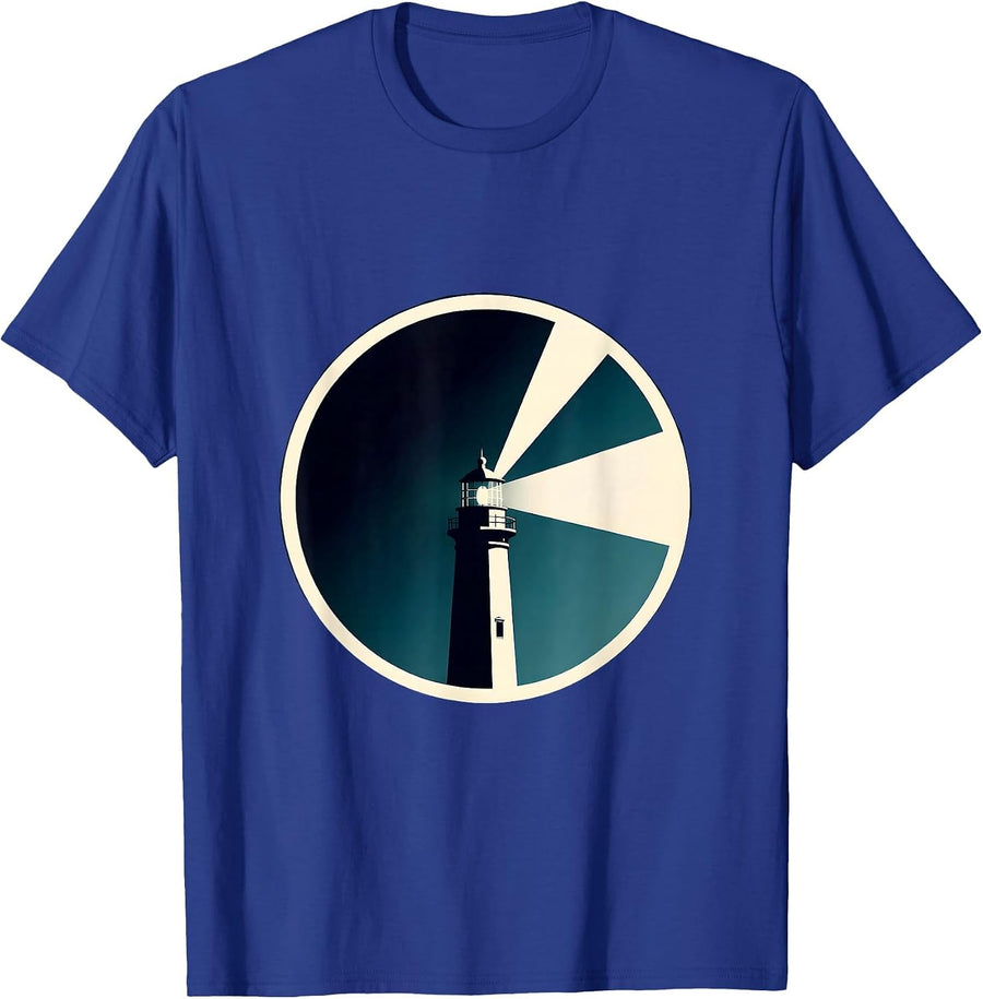 Autism Awareness Lighthouse Stormy Night Graphic T-Shirt - Royal Blue