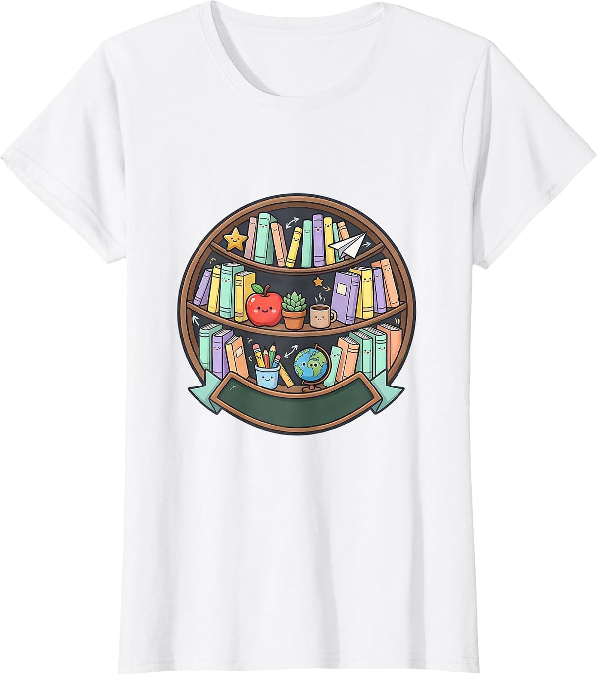Teacher Bookshelf Floor to Ceiling Library Design T-Shirt - White