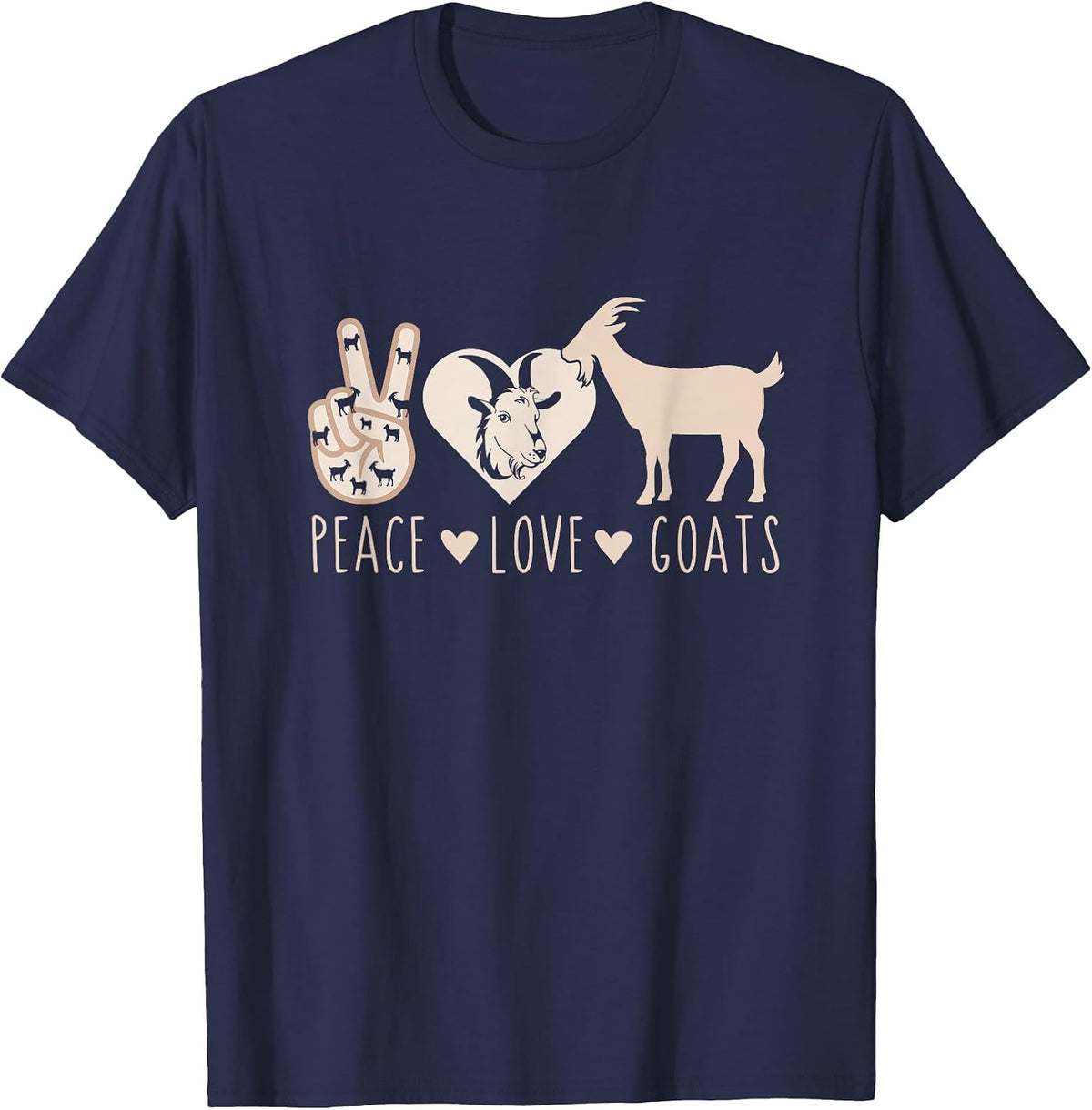 Goat Lover Peace Love Goats Farm Goat Animal Lover T-Shirt - Navy Blue