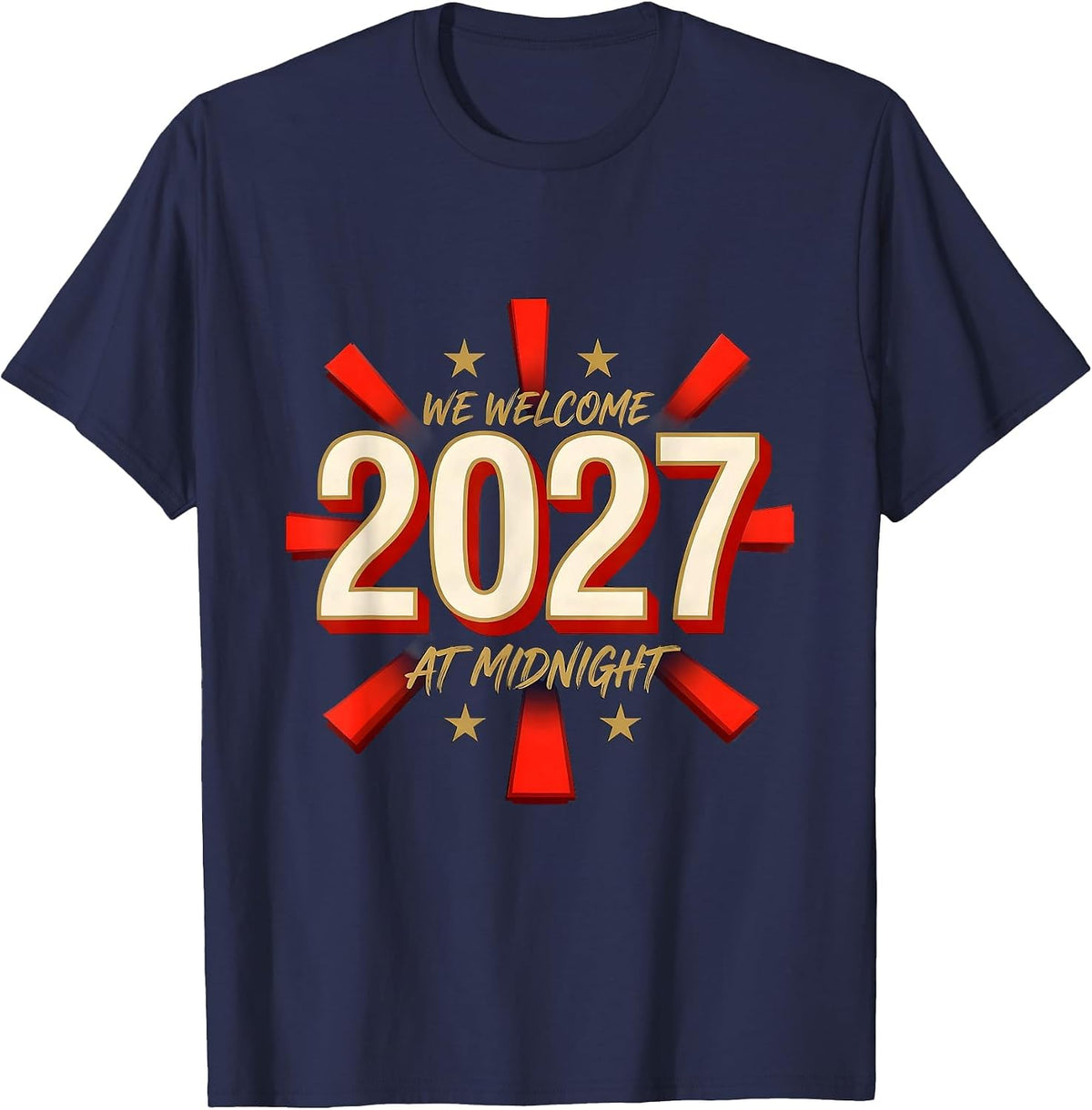 Men's We Welcome 2027 At Midnight Festive Family Matching Party T-Shirt - Navy Blue