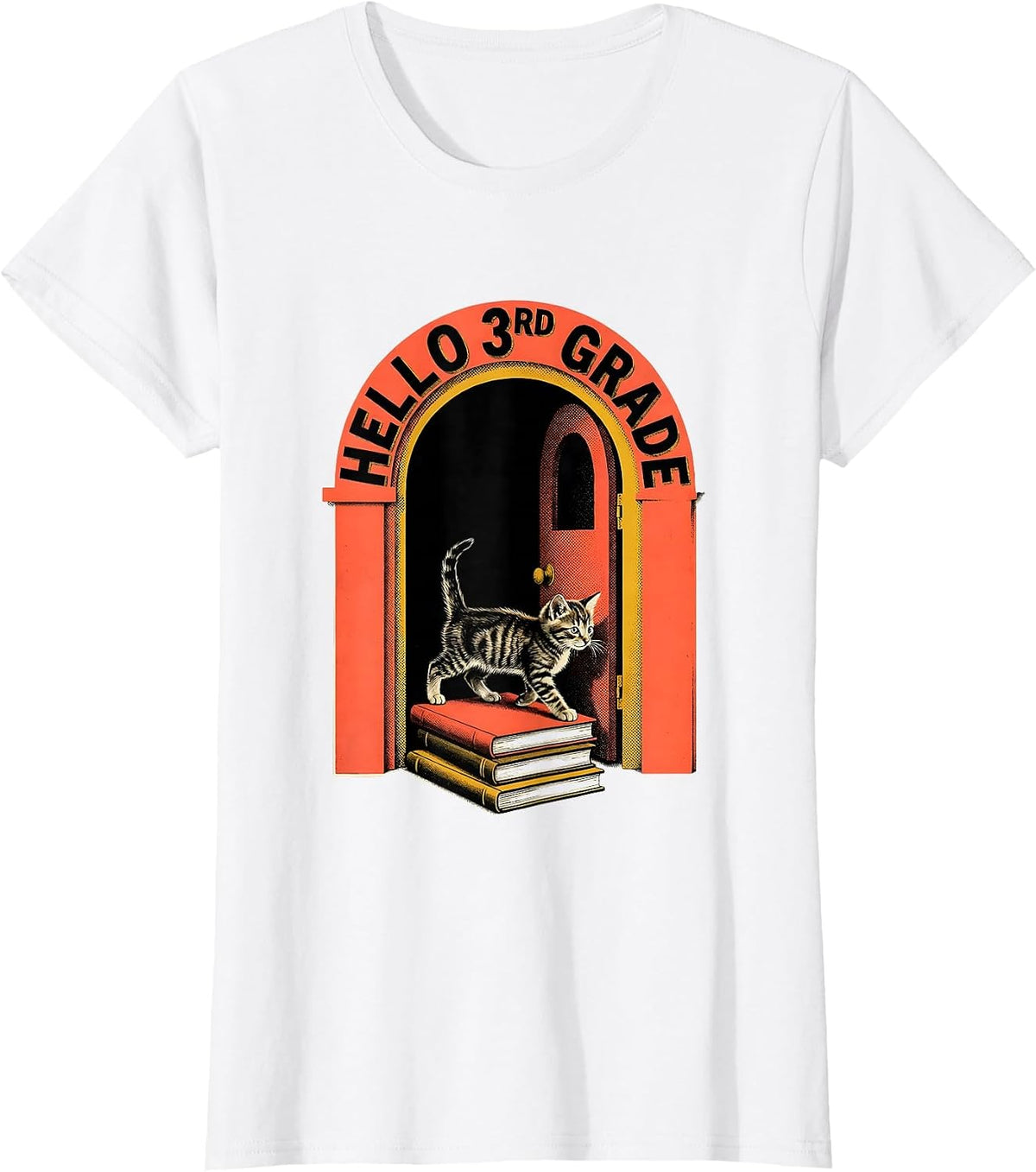 Hello 3rd Grade Cute Kitten Back To School Girls Teachers T-Shirt - White