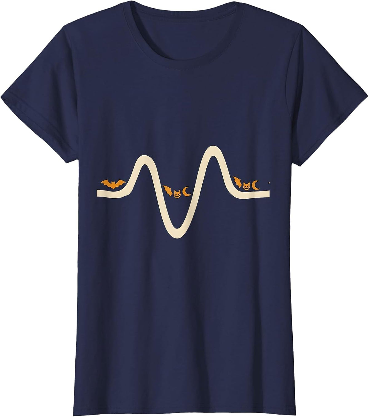 Women's Calm Waveform 911 Dispatcher Halloween Tribute T-Shirt - Navy Blue