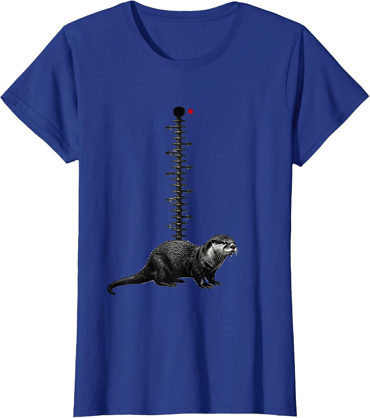 Women's Otter Spine Chart Animal Lover Species Reference T-Shirt - Royal Blue