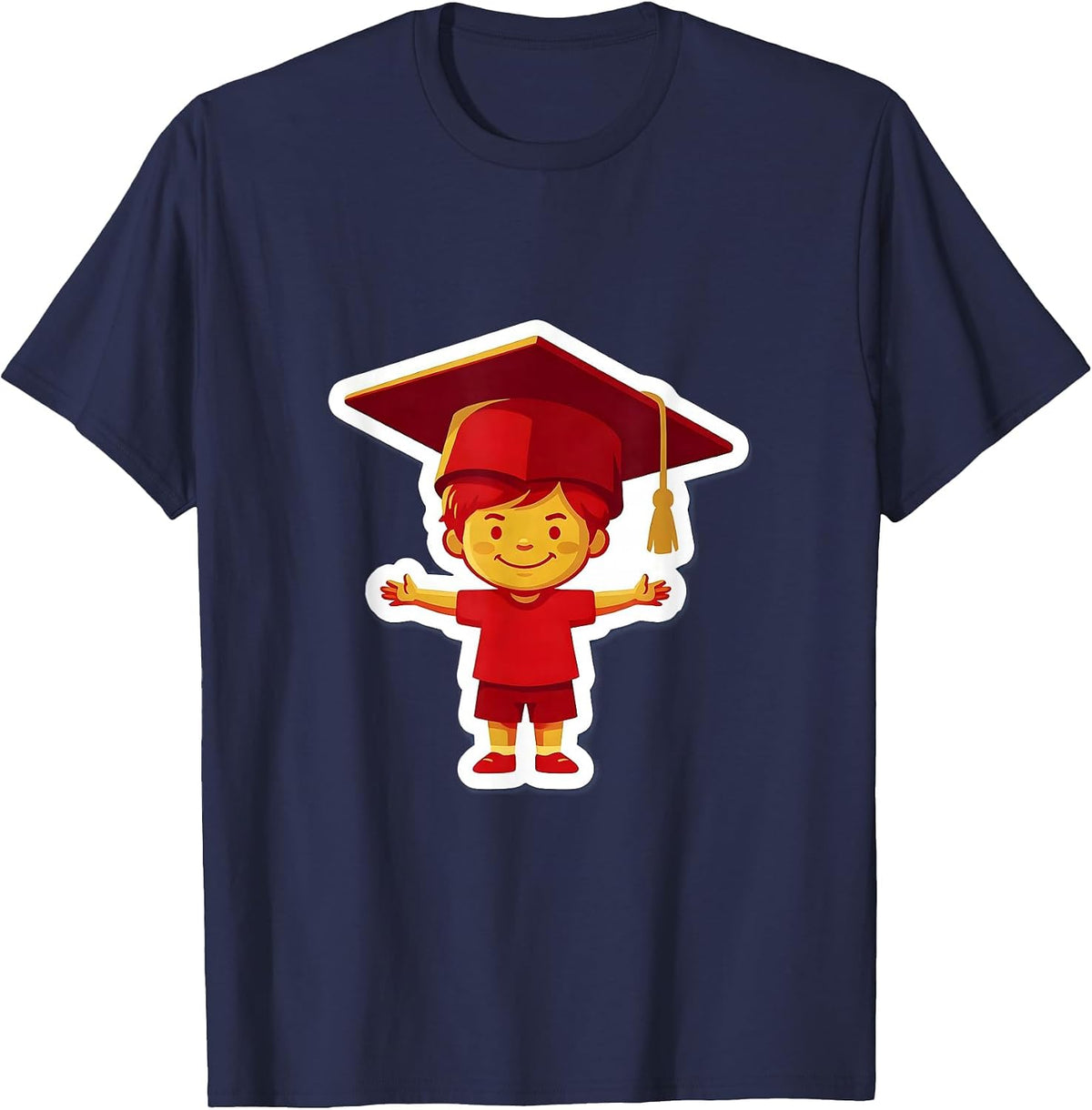 Men's Sped Teacher Graduation Cap Kid Illustration T-Shirt - Navy Blue