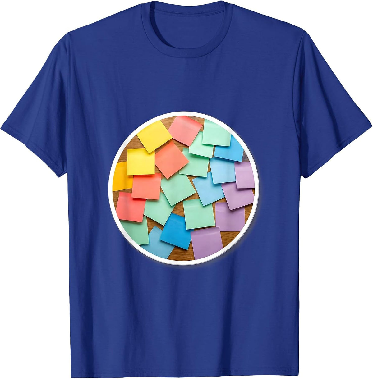 Third Grade Teacher Sticky Notes Desk Graphic T-Shirt - Royal Blue