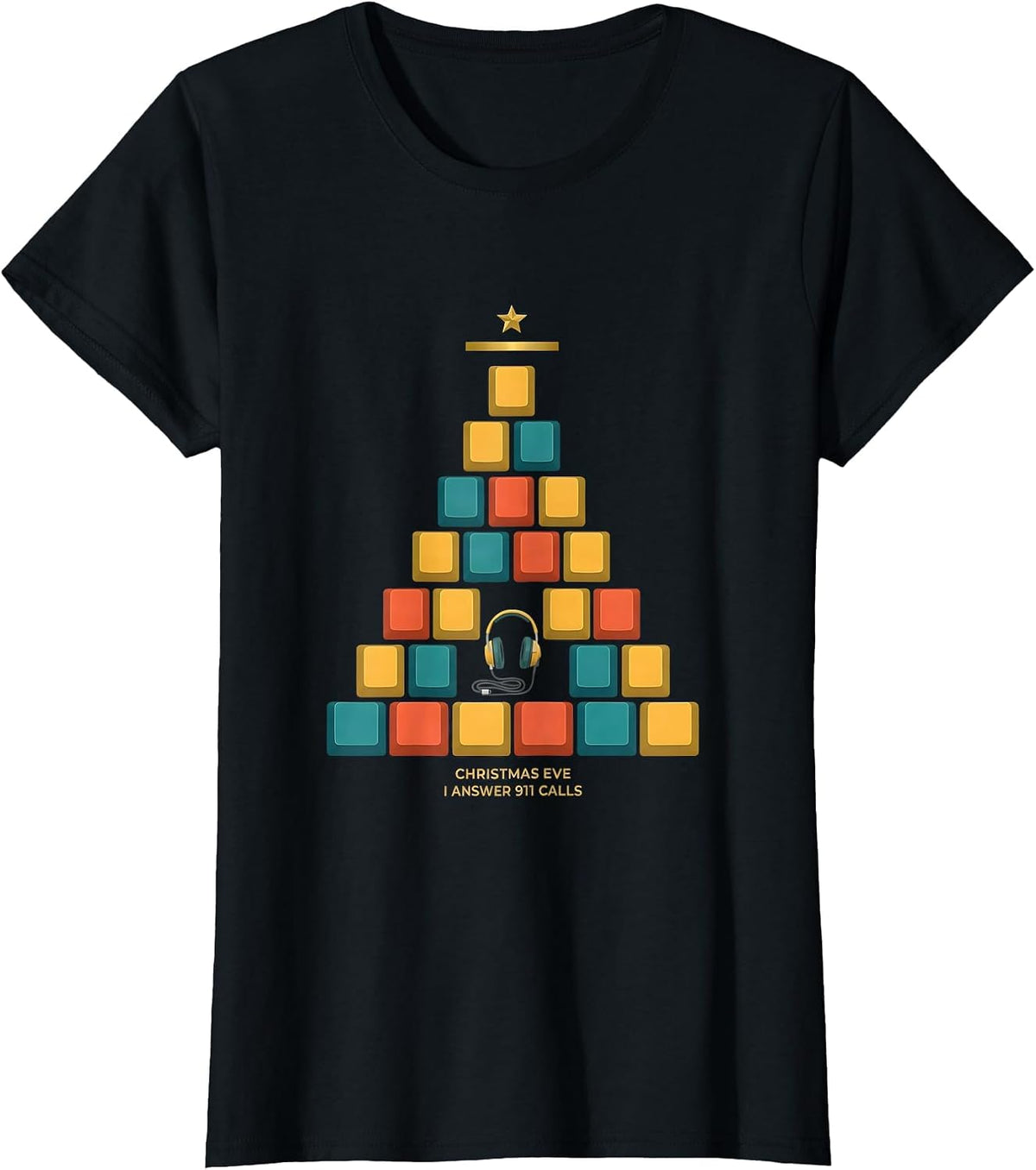 Christmas Eve, I Answer 911 Calls Funny 911 Dispatcher T-Shirt - Black