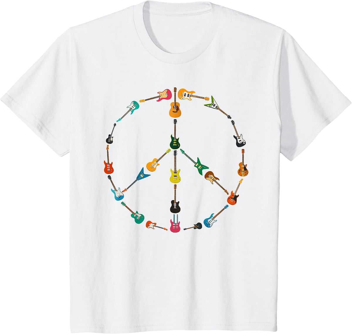 Peace Sign Made of Guitars Music Rock Hippie Men Women Retro T-Shirt - White