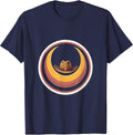 Crescent Moon Cowgirl Hat Western Celestial Design T-Shirt - Navy Blue