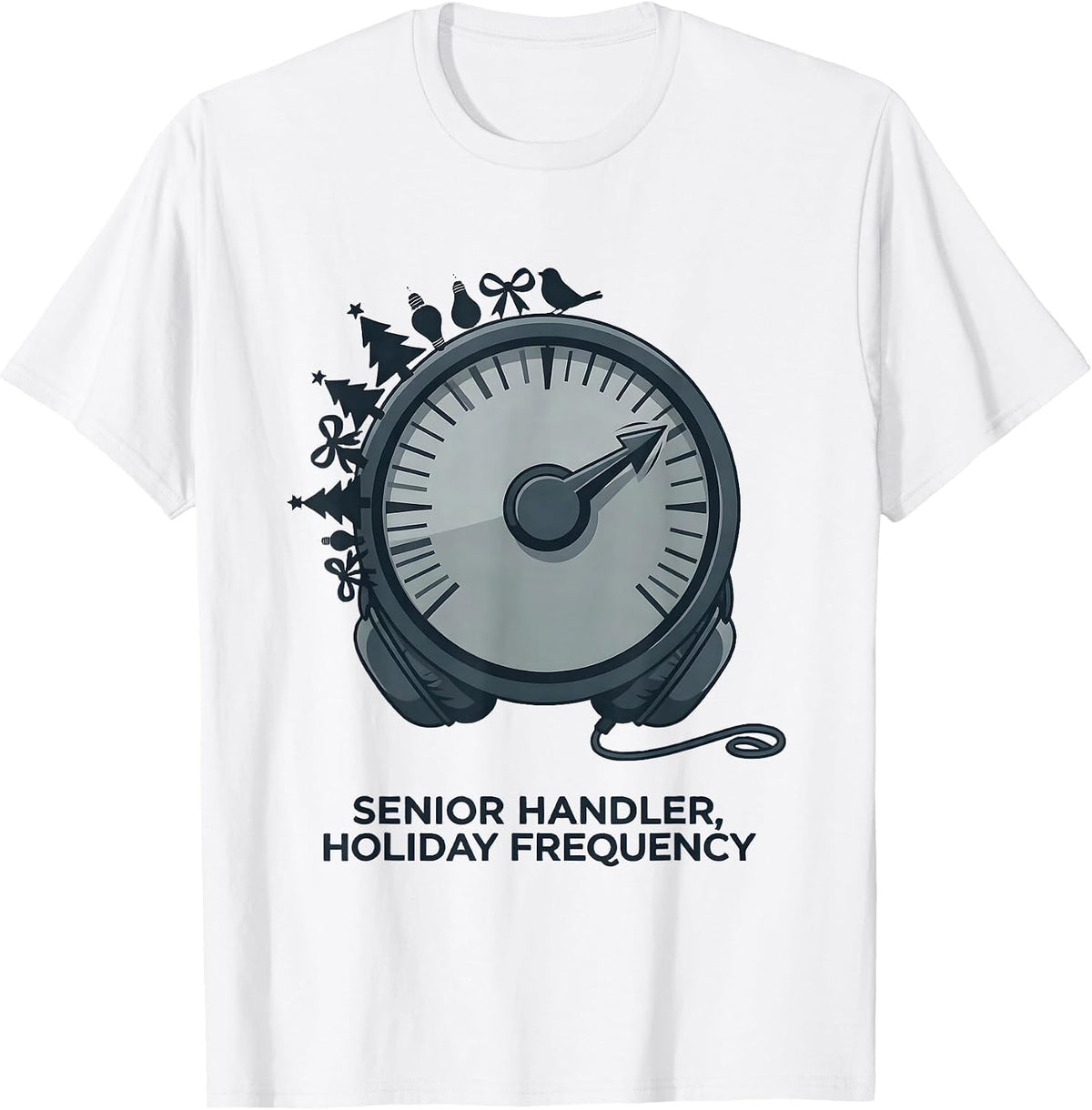 Senior Handler Holiday Frequency Funny 911 Dispatcher T-Shirt - White