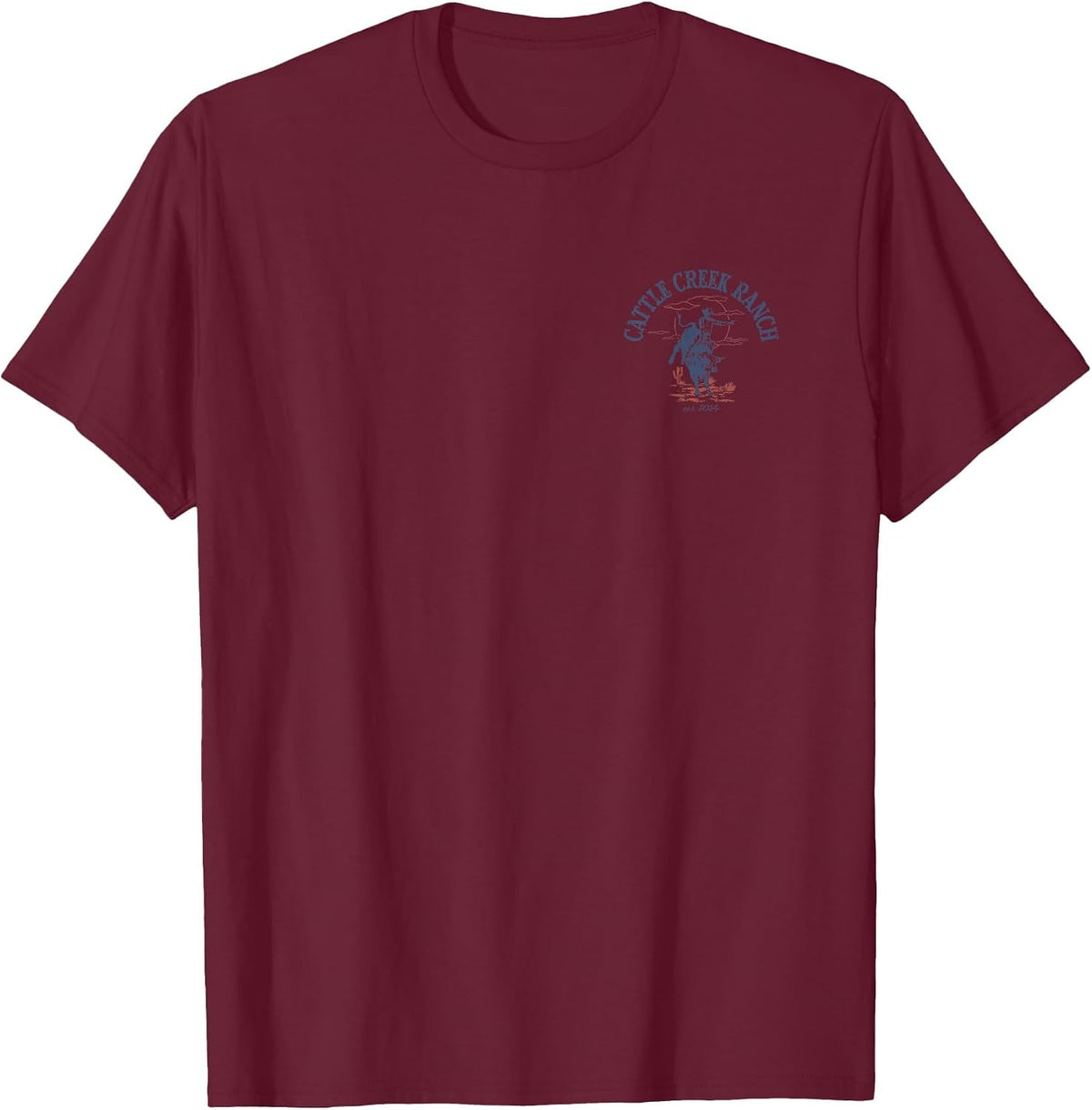 Cattle Creek Bull Riding Rodeo Western Graphic T-Shirt - Burgundy