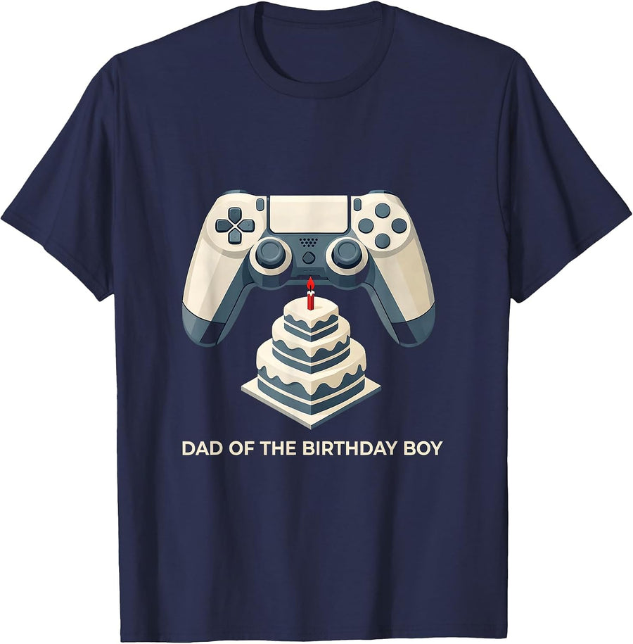 Dad Of The Birthday Boy Matching Video Gamer Birthday Party T-Shirt - Navy Blue