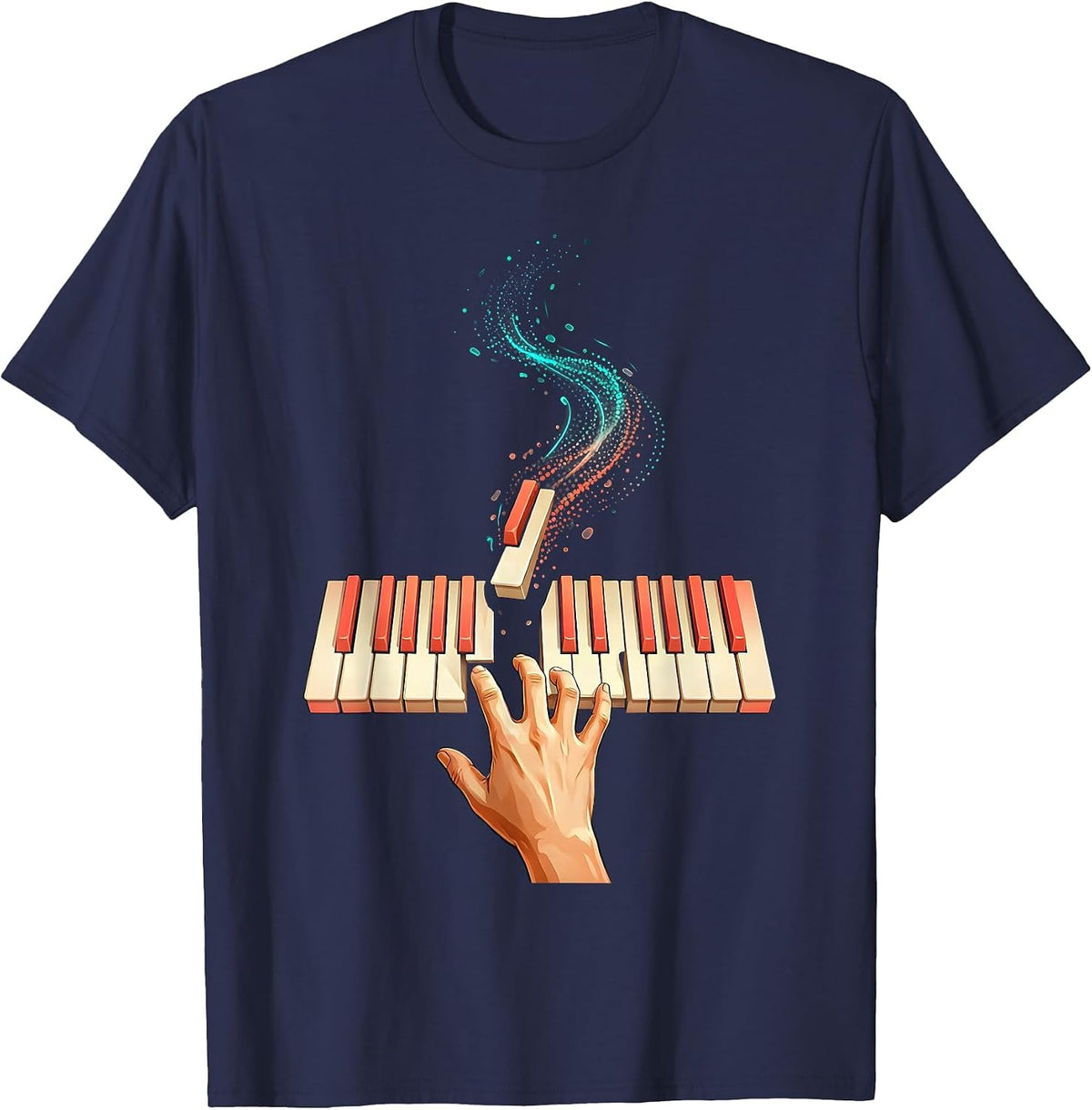 Piano Keyboard Funny Pianist Gift Idea Music Lover T-Shirt - Navy Blue