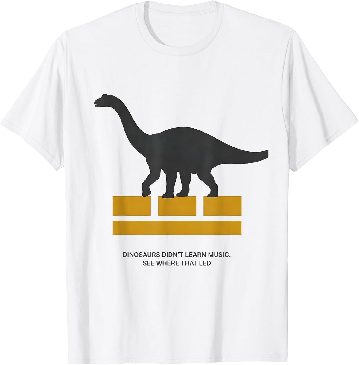 Men's Dinosaurs Didn't Learn Music See Where That Led Teacher T-Shirt - White