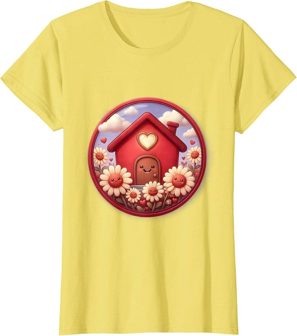 Elementary Teacher Schoolhouse Daisy Garden Graphic T-Shirt - Lemon Yellow