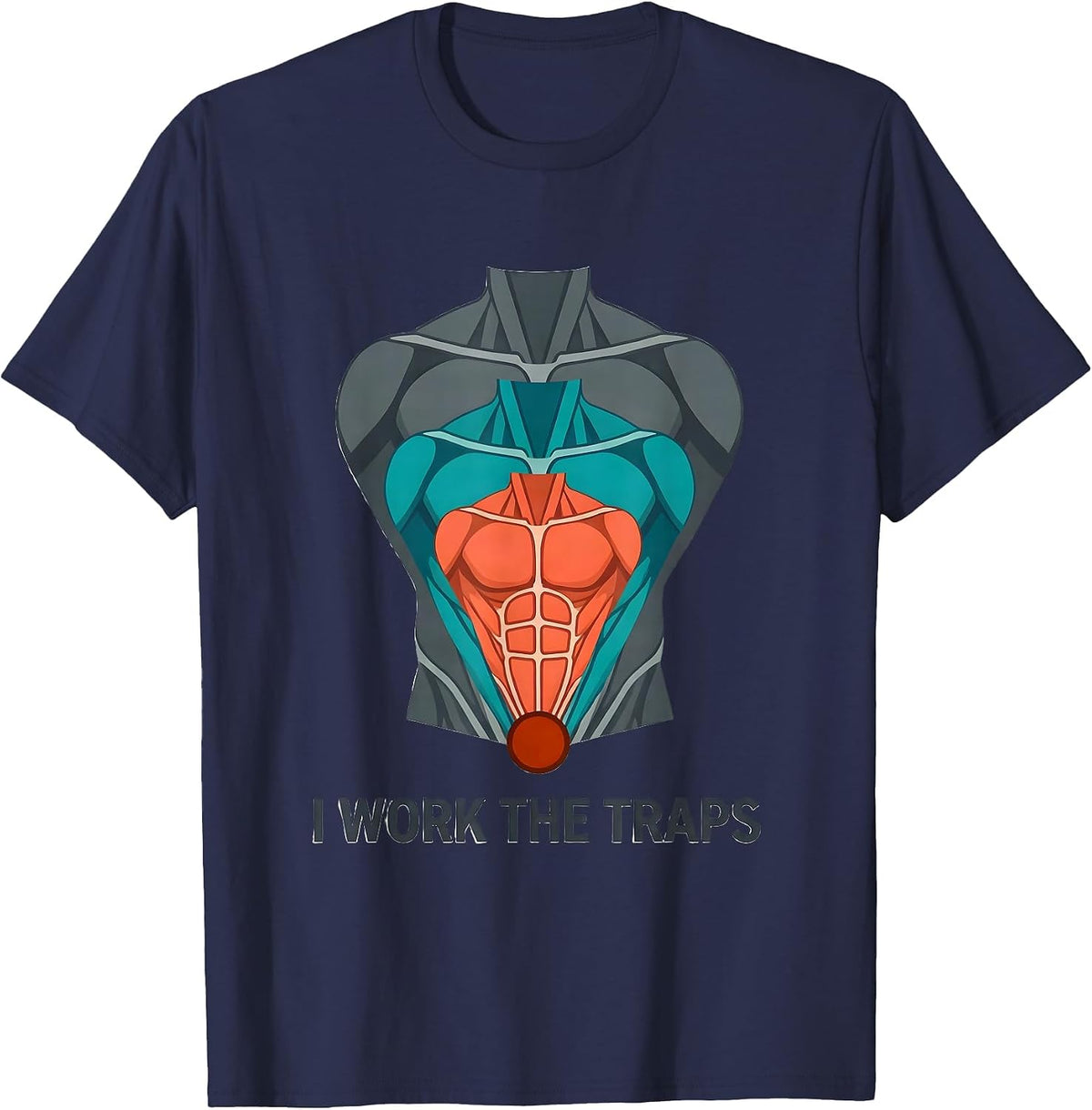 Men's I Work The Traps Funny Massage Therapist LMT Humor T-Shirt - Navy Blue