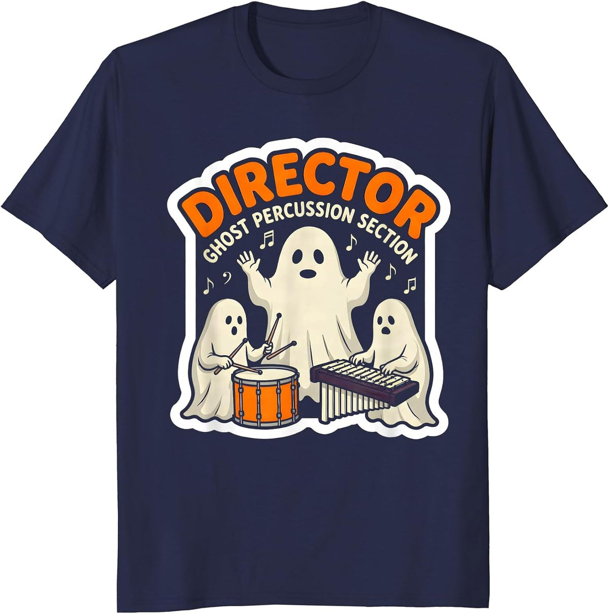 Director, Ghost Percussion Section Funny Music Teacher T-Shirt - Navy Blue