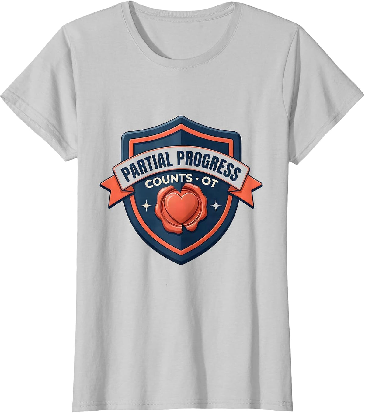 Women's Partial Progress Counts OT Therapist Valentine Candy Heart T-Shirt - Silver Grey