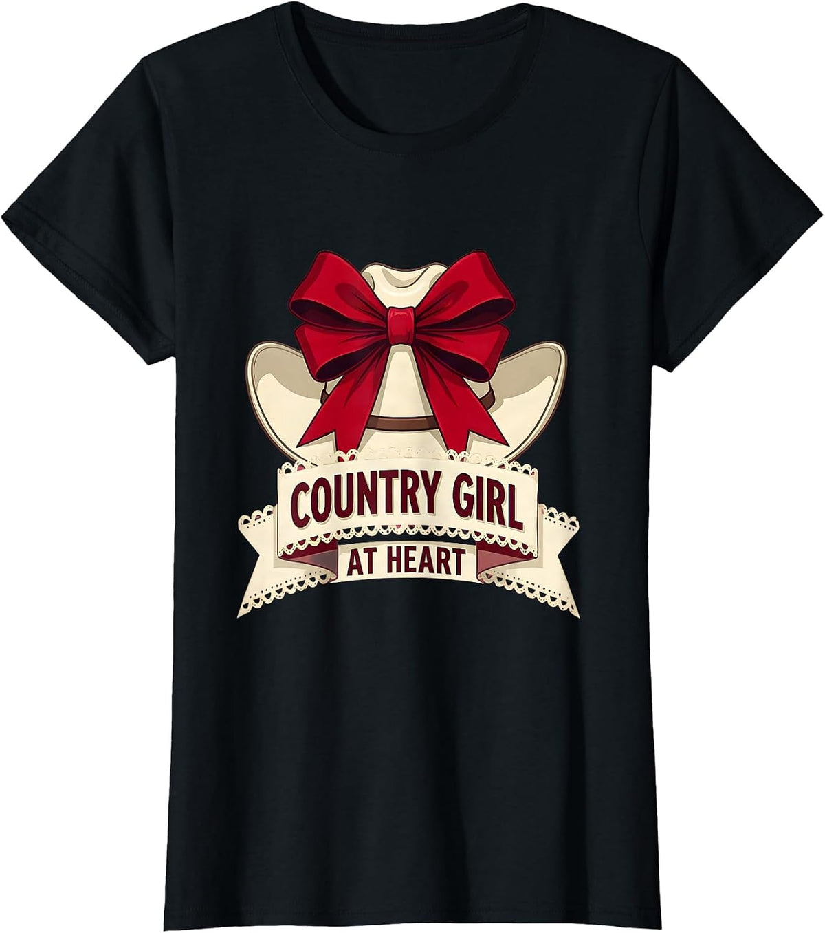 Country Girl At Heart Western Design T-Shirt - Black