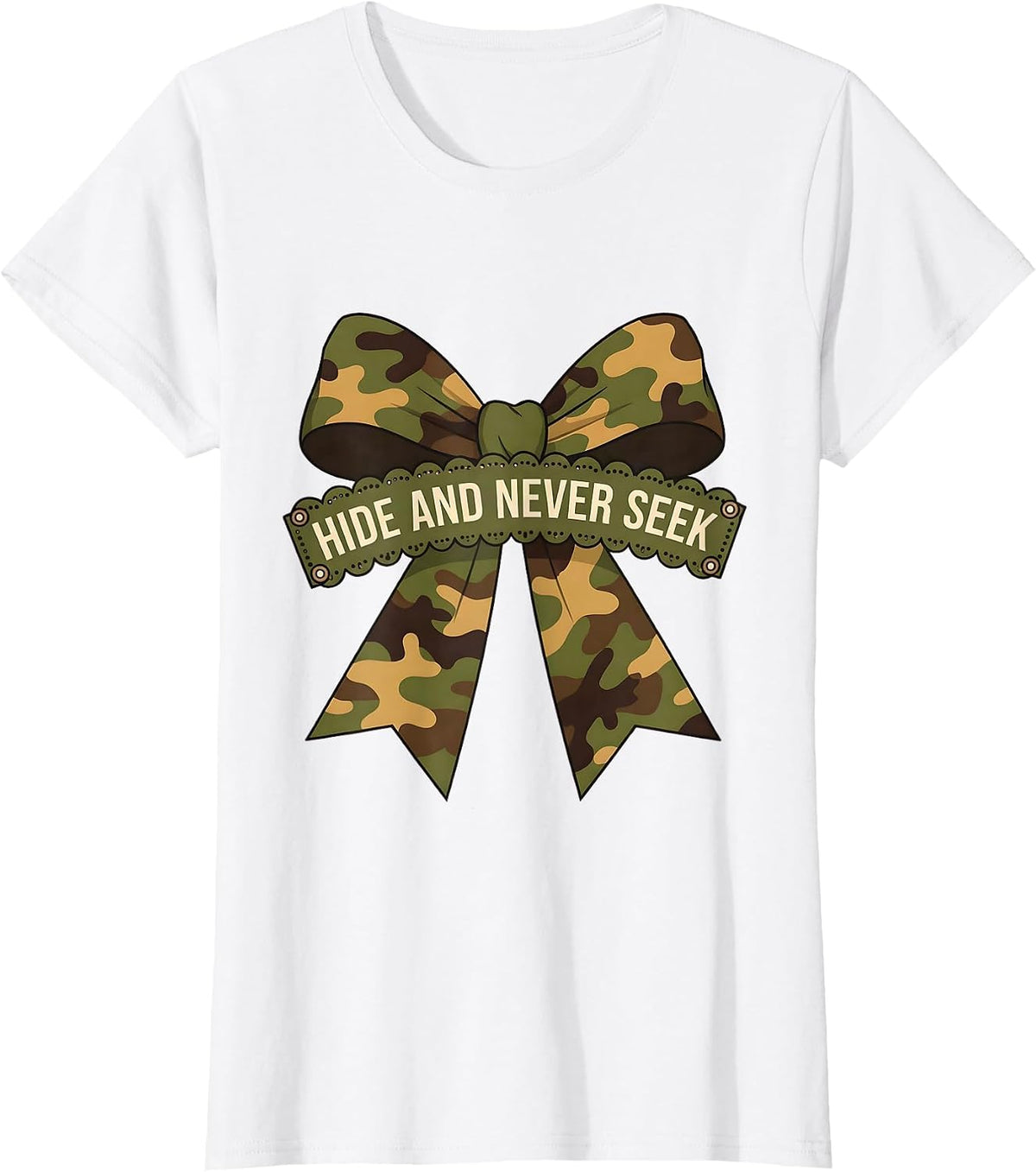 Duck Camo Hide and Never Seek Hunting Design T-Shirt - White