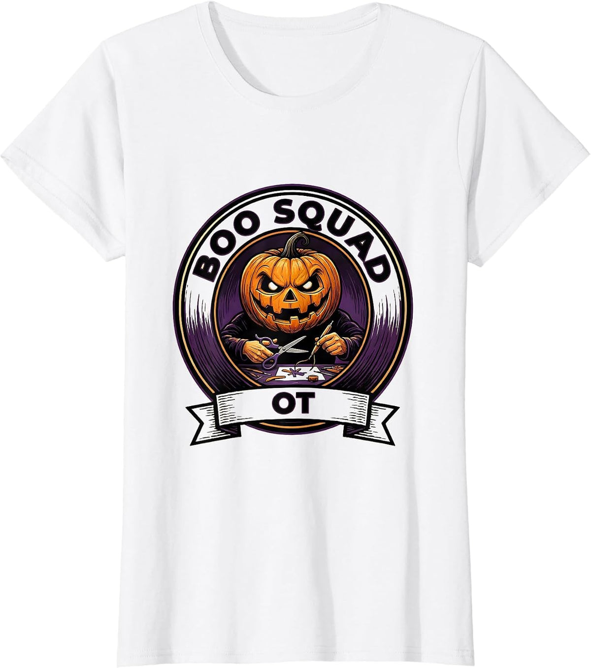 Women's Boo Squad OT Halloween Occupational Therapy Squad Humor T-Shirt - White
