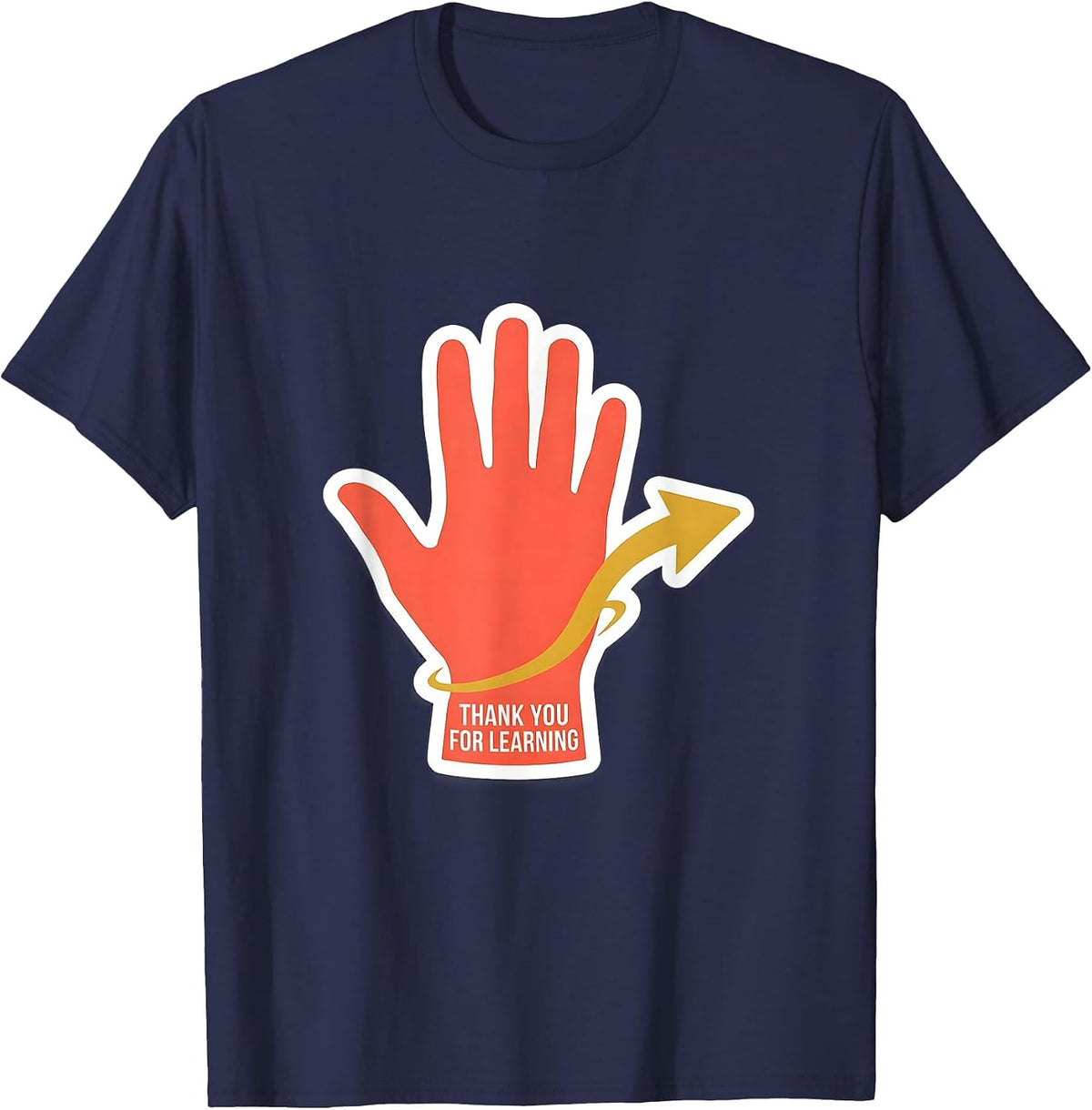 Men's Thank You For Learning Funny ASL Sign Language Teacher T-Shirt - Navy Blue