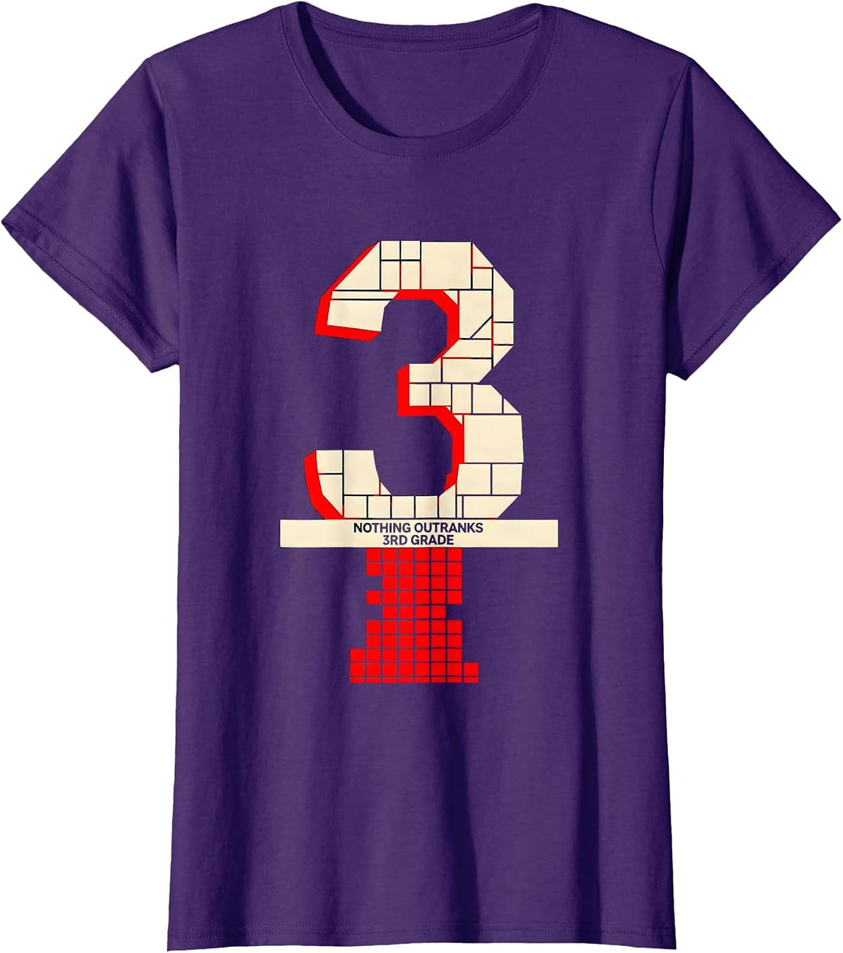 Women's Nothing Outranks 3rd Grade Funny Teacher Back To School T-Shirt - Purple