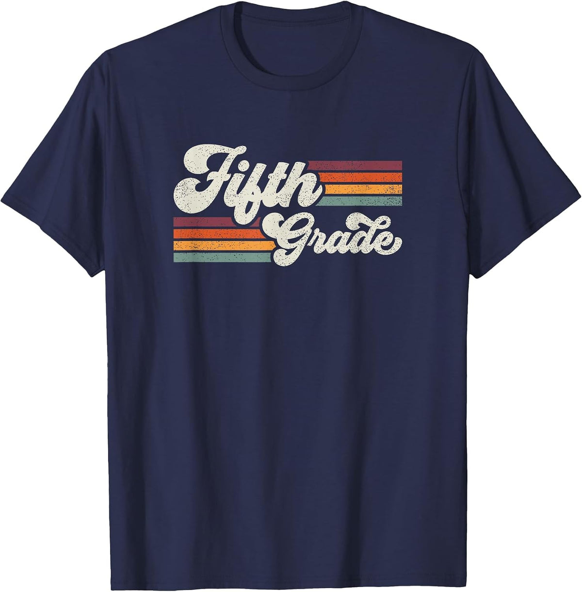 Retro Fifth Grade Teacher Back to School T-Shirt - Navy Blue
