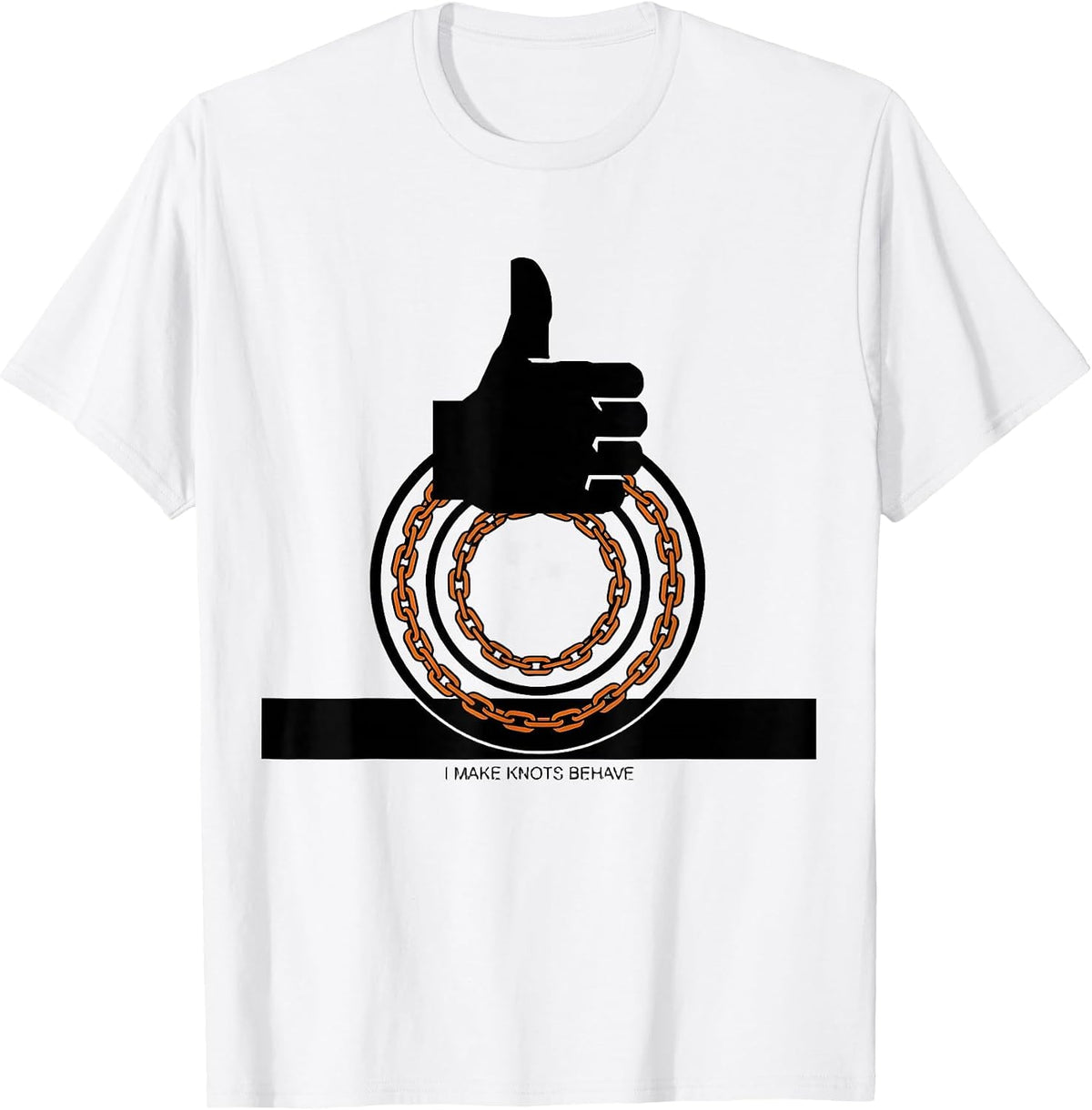 Men's I Make Knots Behave Brutalist Graphic Massage Therapist LMT T-Shirt - White