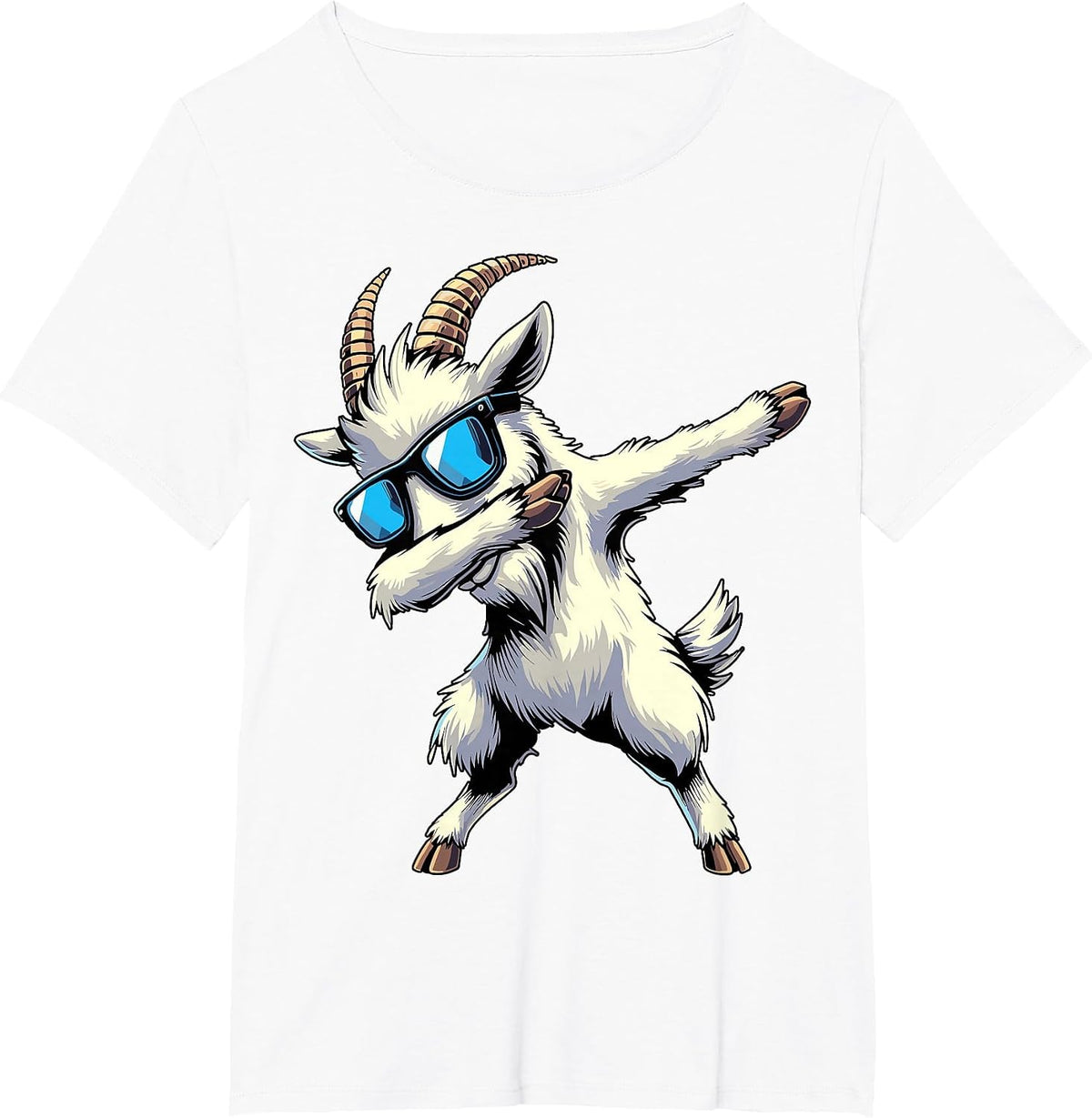 Dabbing Goat Sunglasses Animal T-Shirt - White