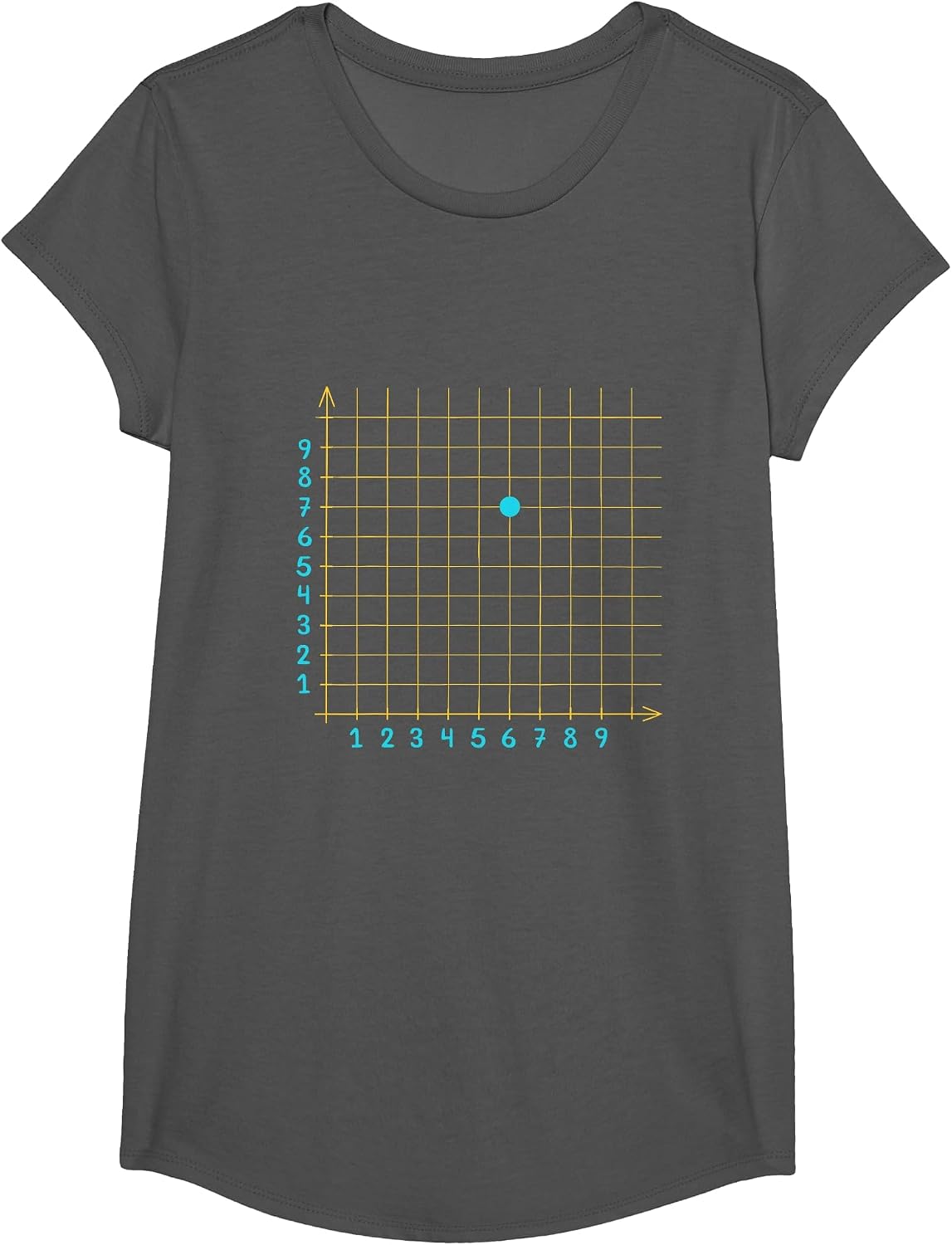 Mathletics Coordinate (6,7) Funny Math Teacher 67 Math Lover T-Shirt - Girls Asphalt Grey