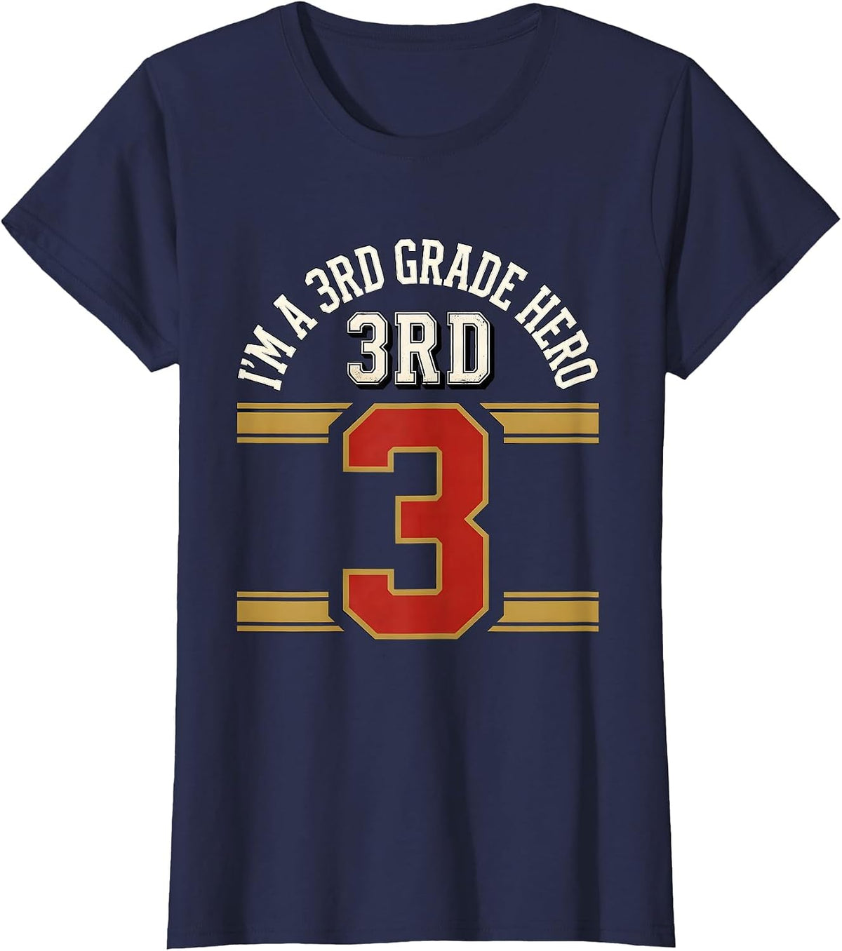 Women's I’m A 3rd Grade Hero Funny Back To School Kids Teachers T-Shirt - Navy Blue